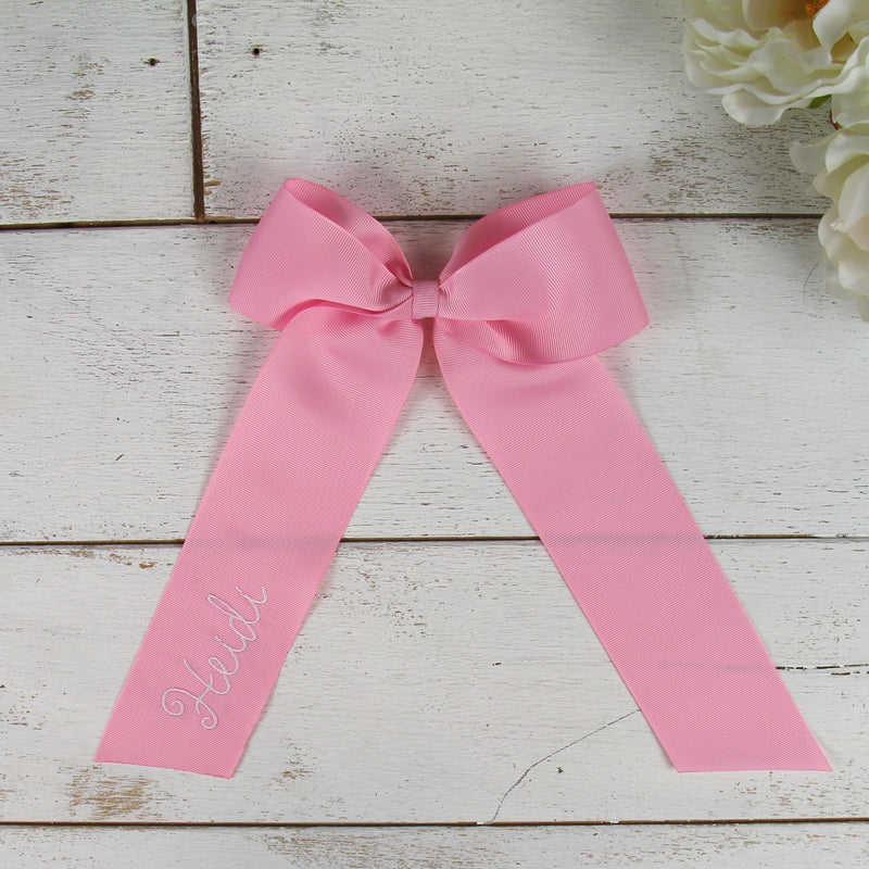 Personalized Grosgrain Ribbon Bow - Embroidered Name or Word - Threadart.com