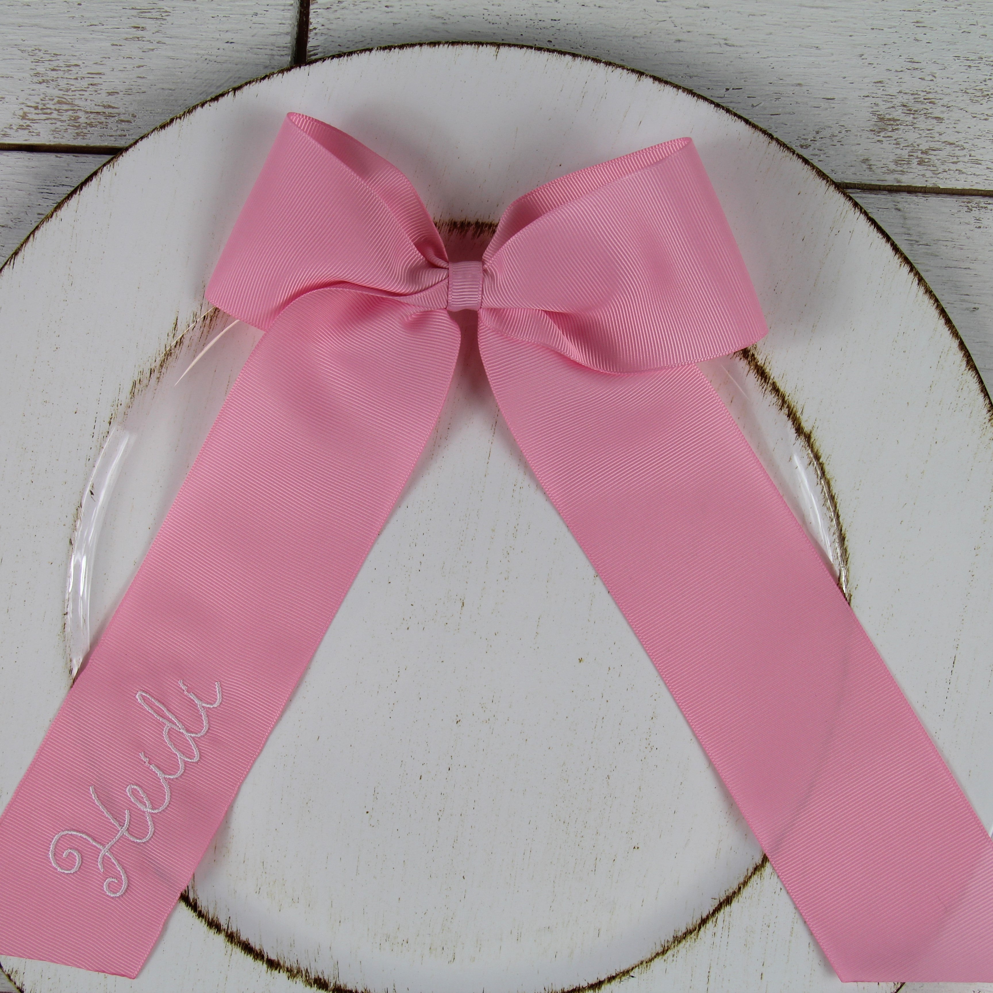 Personalized Grosgrain Ribbon Bow - Embroidered Name or Word