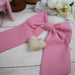 Personalized Newborn Baby Bow - Linen Fabric Ribbon with Embroidery Pendant - 10 Color Options - Threadart.com