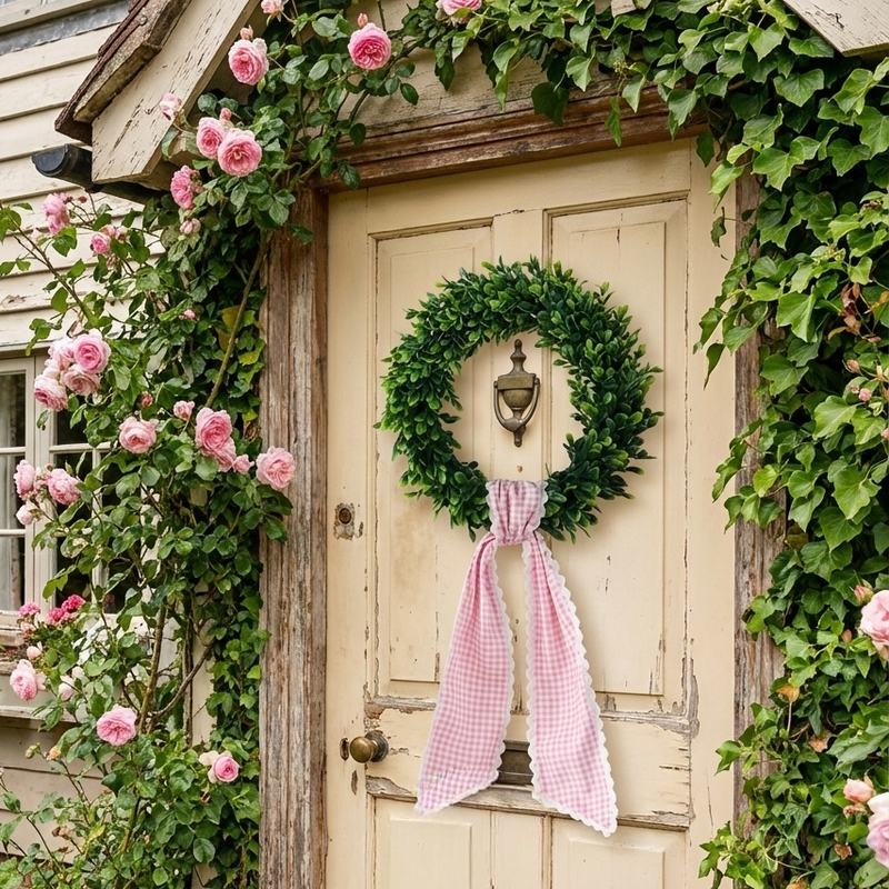 Personalized Easter Wreath Sash or Basket Bow - Embroidered Pink or Blue - Threadart.com