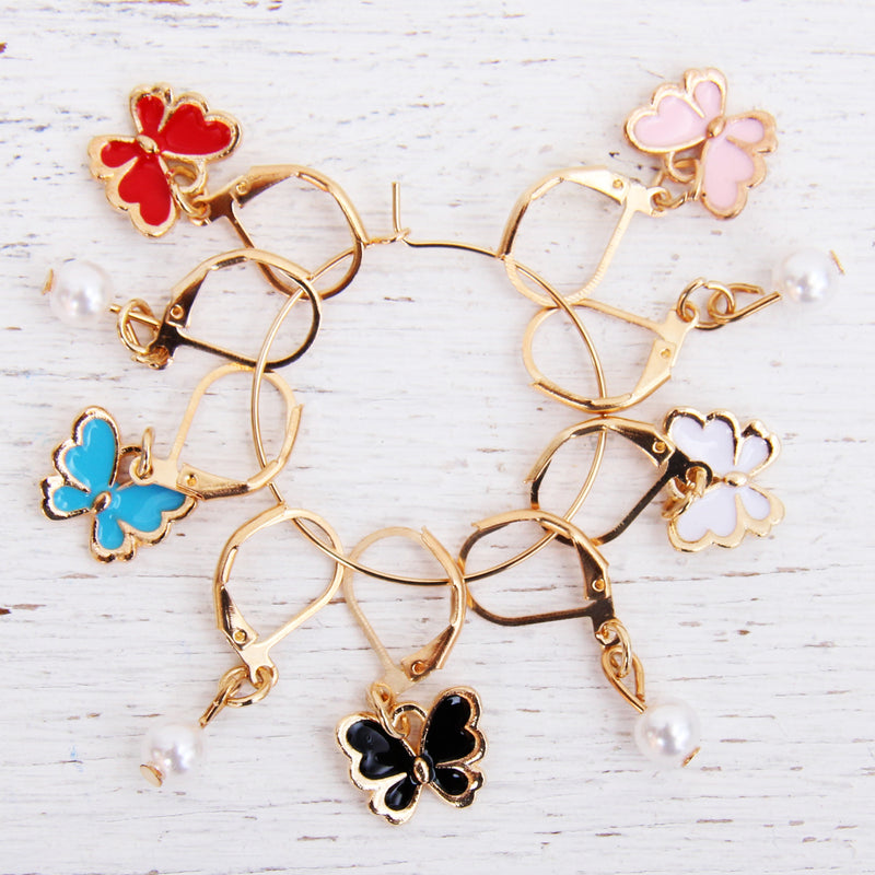 Set of 9 Colorful Butterfly Enamel Crochet Stitch Markers - Threadart.com