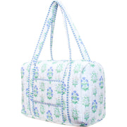 Personalized Quilted Blue Block Print Duffel Bag - Embroidered With Initials - Threadart.com