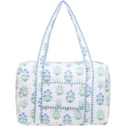 Personalized Quilted Blue Block Print Duffel Bag - Embroidered With Initials - Threadart.com