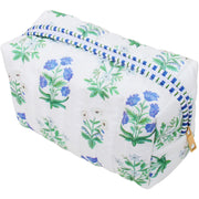 Personalized Quilted Blue Block Print Zipper Pouch - Embroidered - Threadart.com