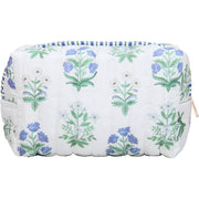 Personalized Quilted Blue Block Print Zipper Pouch - Embroidered - Threadart.com