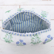 Personalized Quilted Blue Block Print Zipper Pouch - Embroidered - Threadart.com