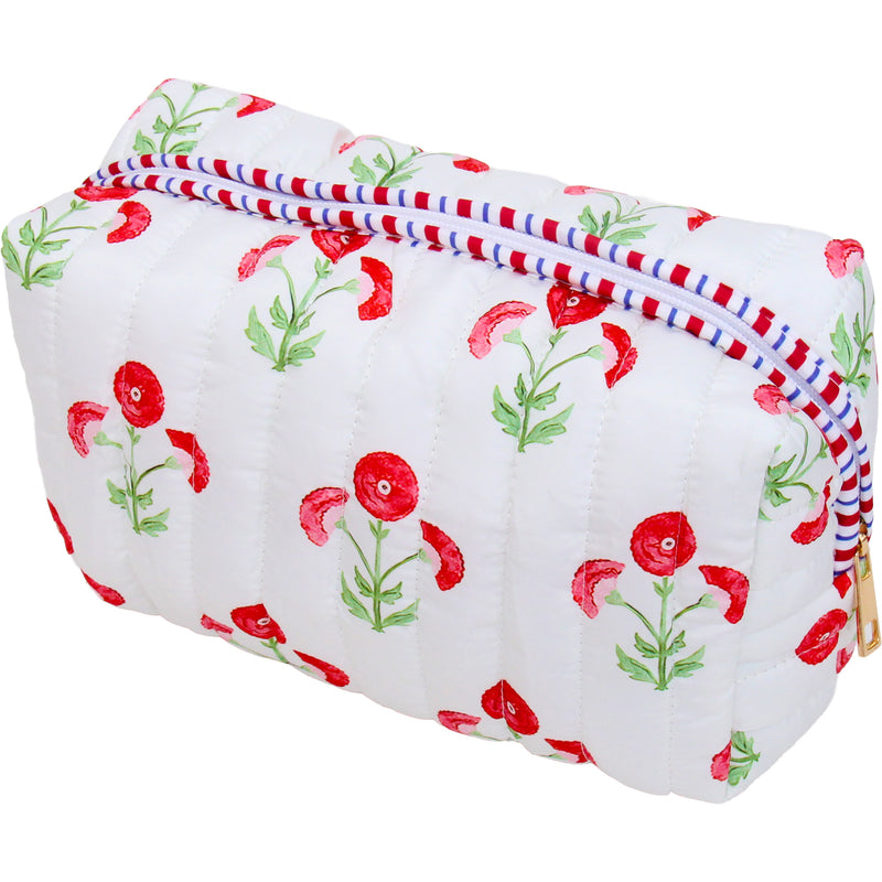 Personalized Quilted Red Block Print Zipper Pouch - Embroidered - Threadart.com