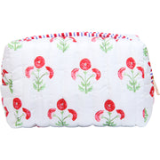 Personalized Quilted Red Block Print Zipper Pouch - Embroidered - Threadart.com