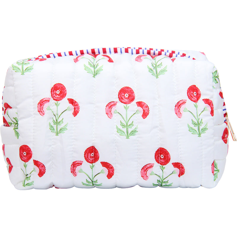 Personalized Quilted Red Block Print Zipper Pouch - Embroidered - Threadart.com