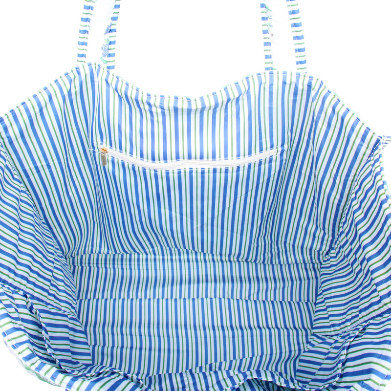 Personalized Quilted Blue Block Print Tote Bag - Embroidered With Initials - Threadart.com