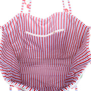 Personalized Quilted Red Block Print Tote Bag - Embroidered With Initials - Threadart.com