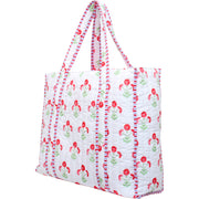 Personalized Quilted Red Block Print Tote Bag - Embroidered With Initials - Threadart.com
