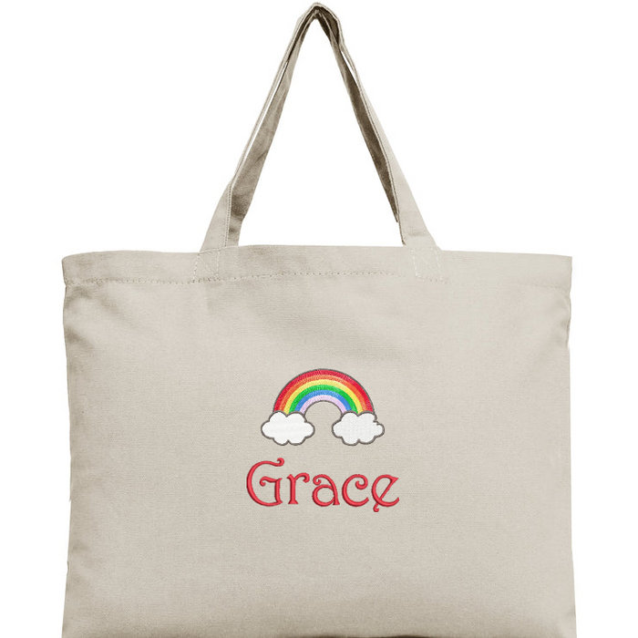 Personalized Canvas Tote Bag with Custom Embroidered Design and Text - Threadart.com