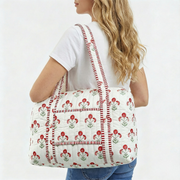 Personalized Quilted Blue Block Print Duffel Bag - Embroidered With Initials - Threadart.com