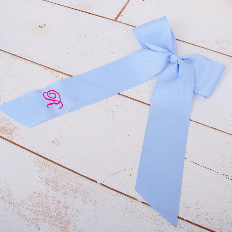 Monogrammed Grosgrain Ribbon Bows - Embroidered Initial - Threadart.com