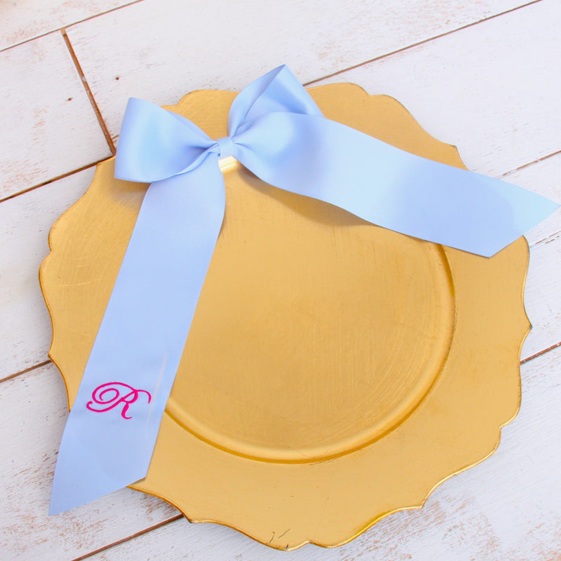 Monogrammed Grosgrain Ribbon Bows - Embroidered Initial - Threadart.com