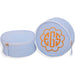 Personalized Round Seersucker Cosmetic Pouch 6" With Embroidered Monogram - Threadart.com