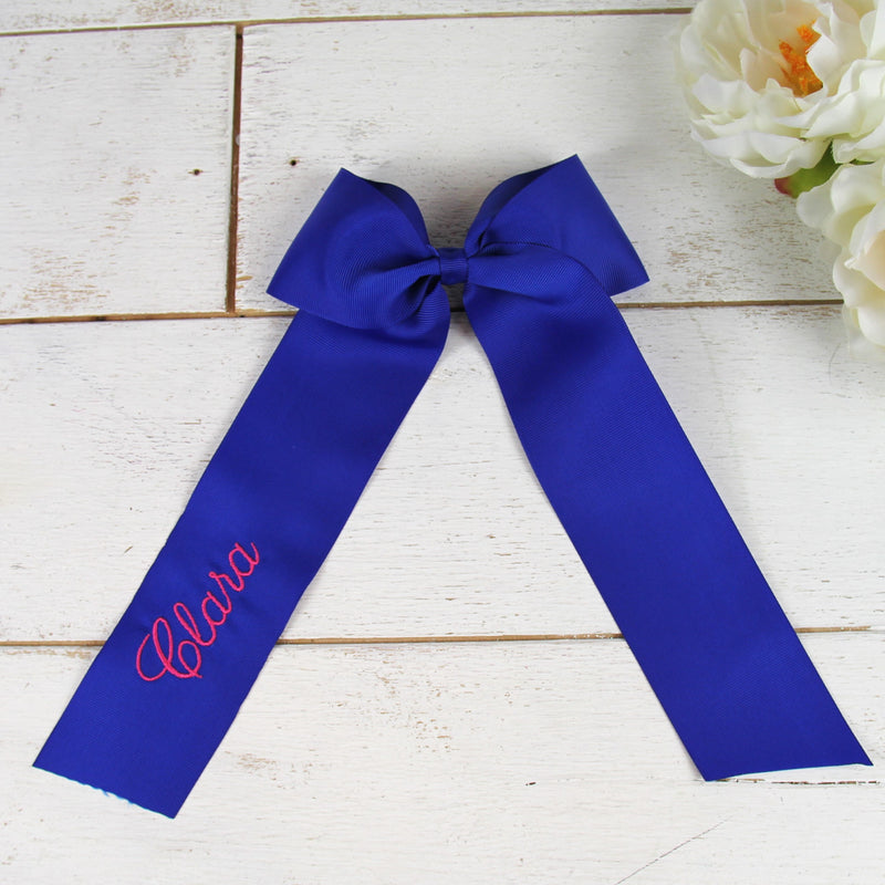 Personalized Grosgrain Ribbon Bow - Embroidered Name or Word - Threadart.com