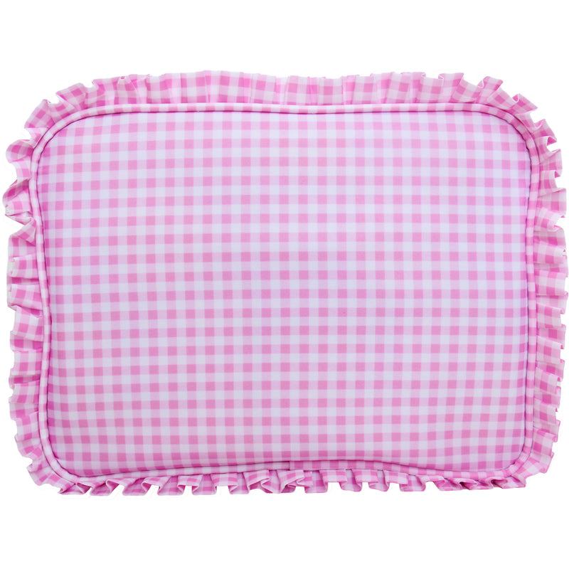 Personalized Ruffle Gingham Pouch with Embroidered Name or Monogram - Threadart.com