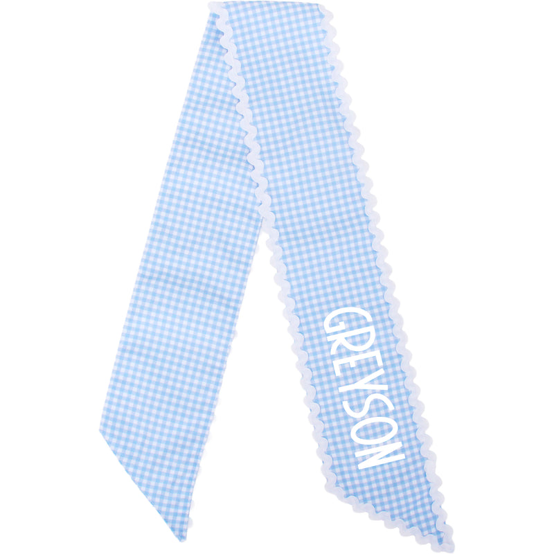 Personalized Easter Wreath Sash or Basket Bow - Embroidered Pink or Blue - Threadart.com