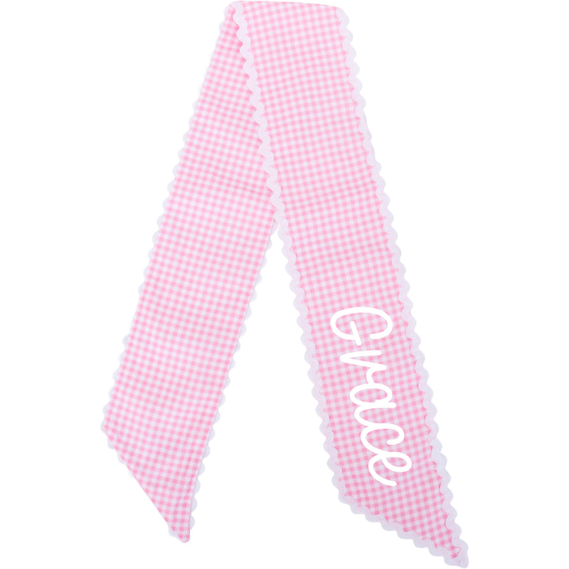 Personalized Easter Wreath Sash or Basket Bow - Embroidered Pink or Blue - Threadart.com