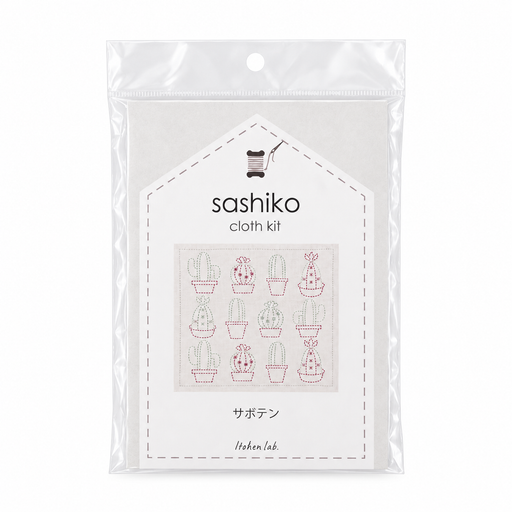 Sashiko cloth kit, cactus pattern