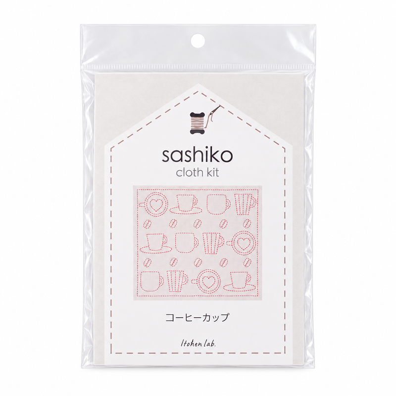 Sashiko cloth kit, coffee cup pattern