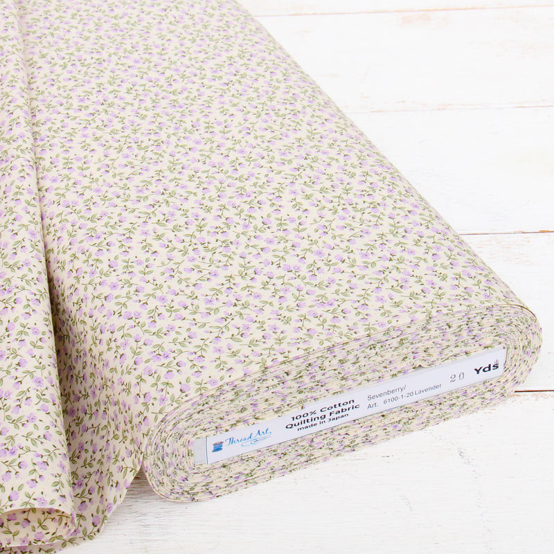 Premium Cotton Quilting Fabric Sold By The Yard - Sevenberry Collection - Lavender Rosebud - Threadart.com