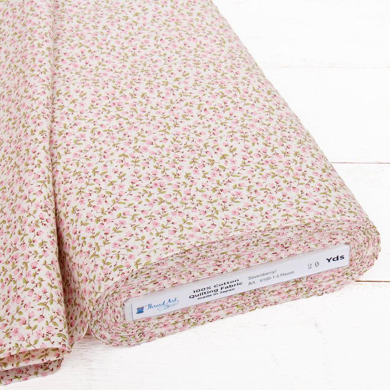 Premium Cotton Quilting Fabric Sold By The Yard - Sevenberry Collection - Mauve Rosebud - Threadart.com
