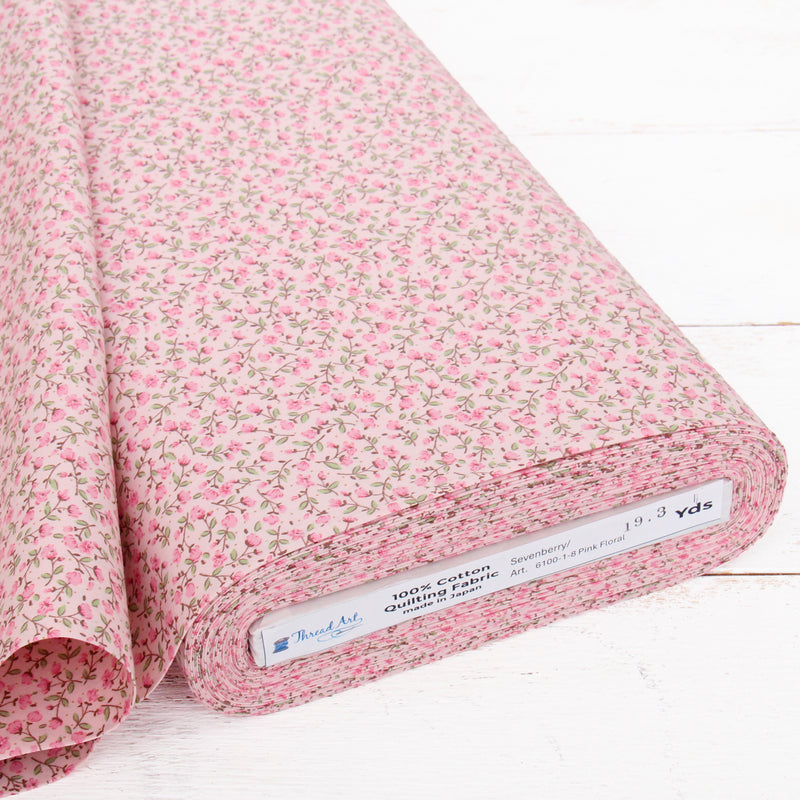 Premium Cotton Quilting Fabric Sold By The Yard - Sevenberry Collection - Pink Rosebud - Threadart.com