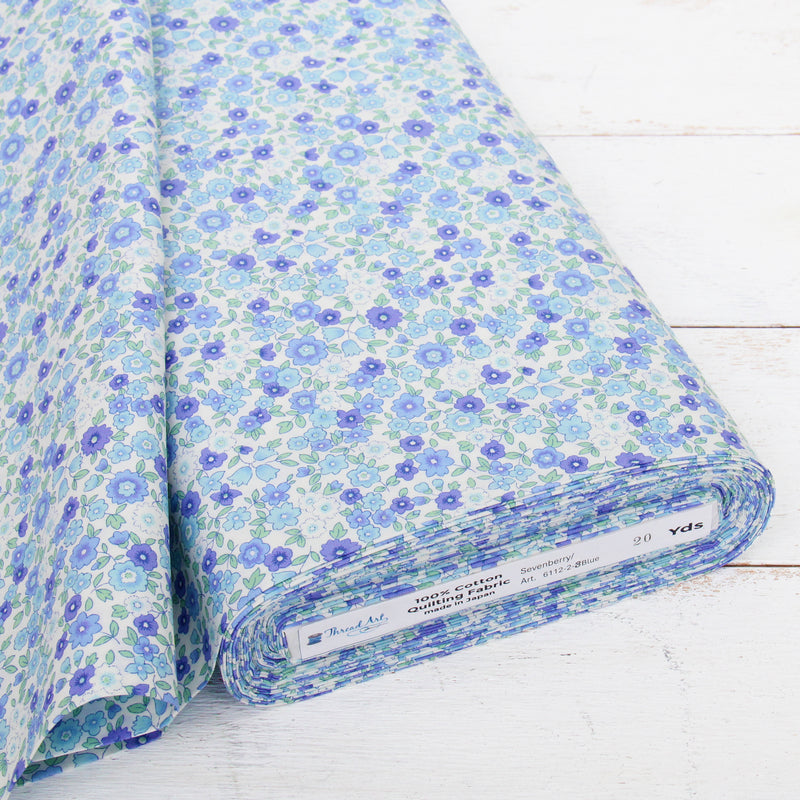 Premium Cotton Quilting Fabric Sold By The Yard - Sevenberry Collection - Blue Ditsy Floral - Threadart.com