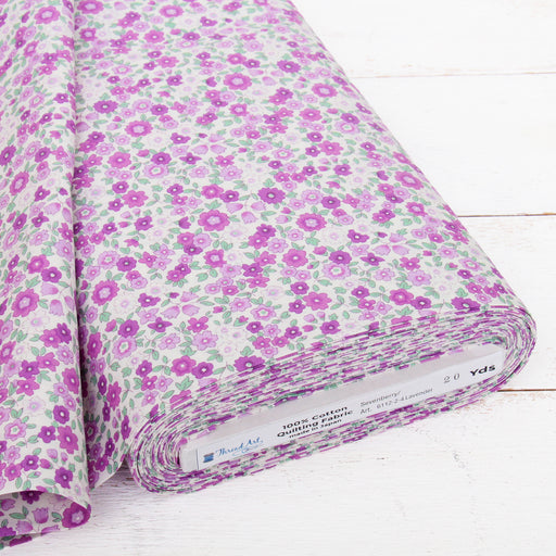 Premium Cotton Quilting Fabric Sold By The Yard - Sevenberry Collection - Purple Ditsy Floral - Threadart.com