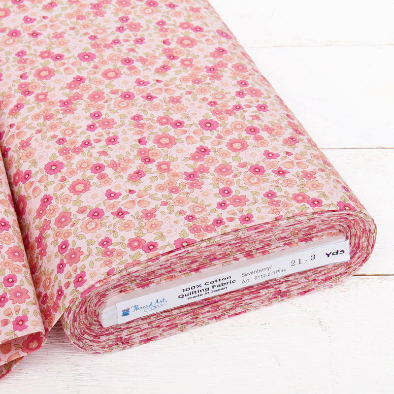 Premium Cotton Quilting Fabric Sold By The Yard - Sevenberry Collection - Peach Ditsy Floral - Threadart.com