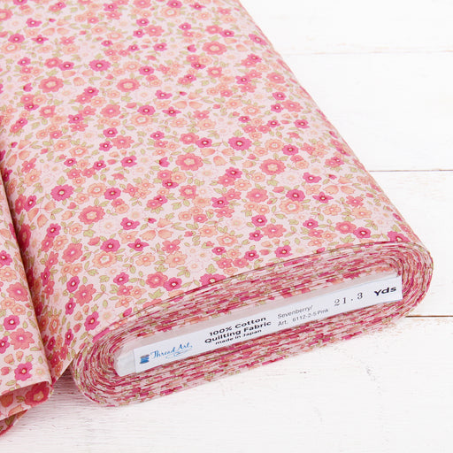 Premium Cotton Quilting Fabric Sold By The Yard - Sevenberry Collection - Peach Ditsy Floral - Threadart.com
