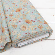Premium Cotton Quilting Fabric Sold By The Yard - Sevenberry Collection - Teal and Orange Chrysanthemum - Threadart.com