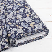 Premium Cotton Quilting Fabric Sold By The Yard - Sevenberry Collection - Navy Chrysanthemum - Threadart.com