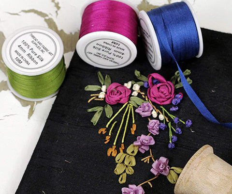 Silk Ribbon Sets in use