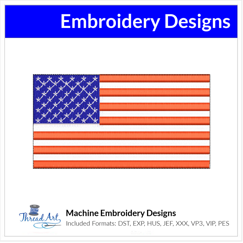 American Flag Embroidery Design Instant Download - Multiple Sizes - 8 Formats - Threadart.com