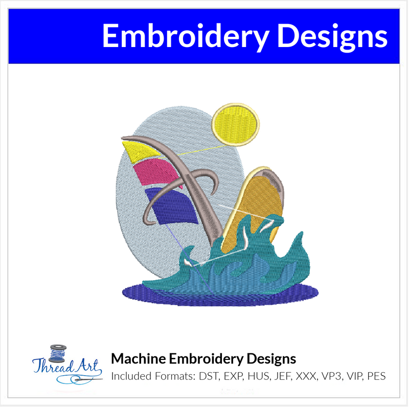 Windsurf Embroidery Design Instant Download - Multiple Sizes - 8 Formats - Threadart.com