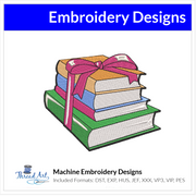 Stack of Books Embroidery Design Instant Download - Multiple Sizes - 8 Formats - Threadart.com