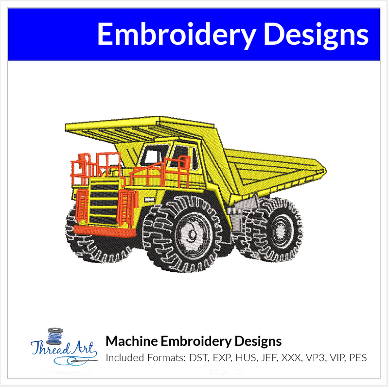 Dump Truck Embroidery Design Instant Download - Multiple Sizes - 8 Formats - Threadart.com