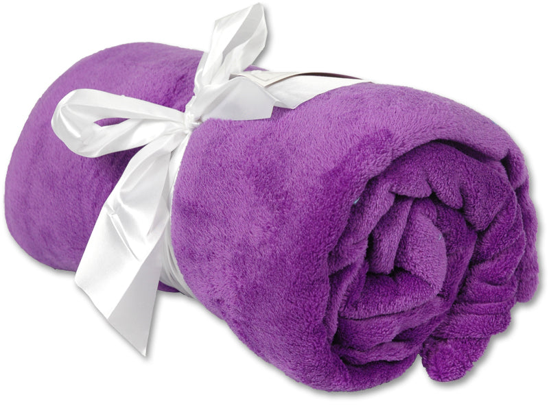 Pack of 3 Plush Fleece Blanket - Purple - Threadart.com
