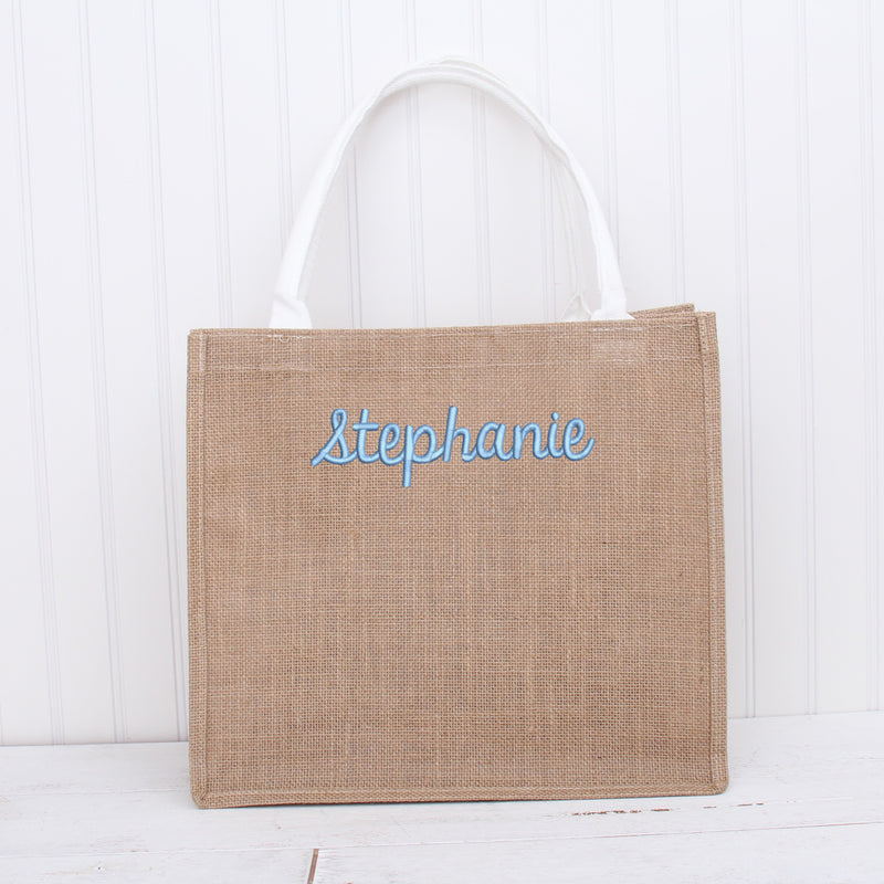 Personalized Jute Bag - Embroidered Name or Words - Threadart.com