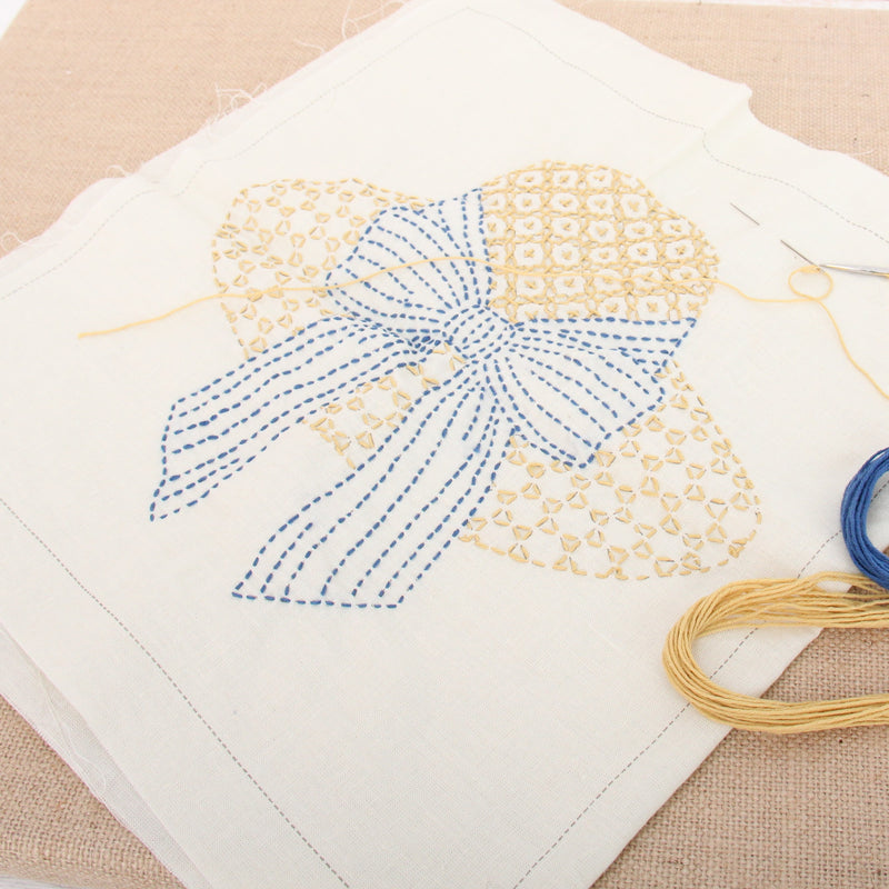 Threadart Sashiko Kit Sunhat Pre-Printed Embroidery Cloth, WashAway Design