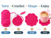 Color Story Coasters Crochet Kit - Soft Pastels - 4 Colors of Cotton Yarn Included - Threadart.com