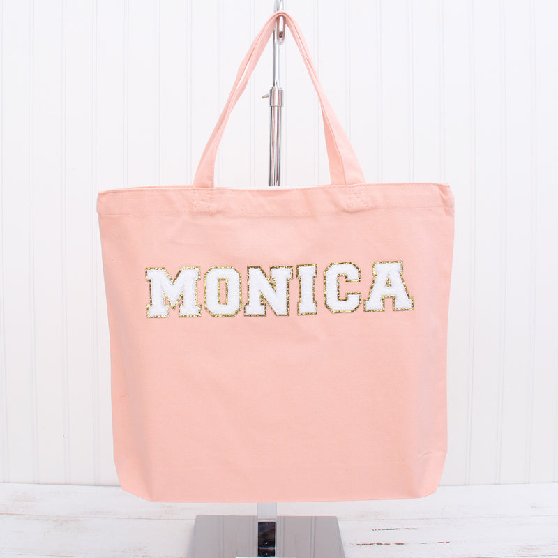 Personalized Canvas Tote Bags - Custom Varsity Chenille Letters - Threadart.com