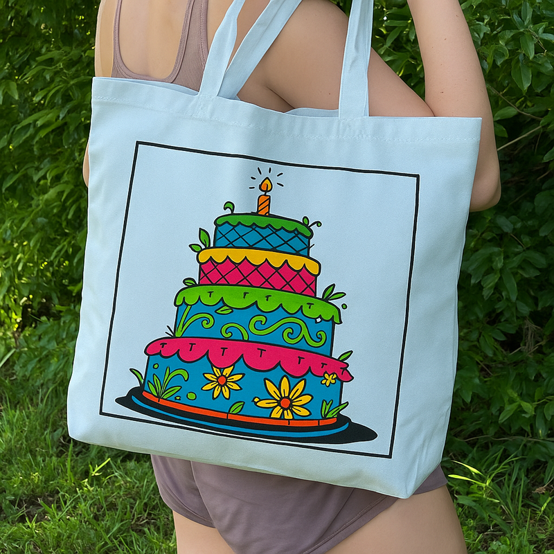 Color Your Own Tote Bag - Cake Design (Without Markers) - Threadart.com