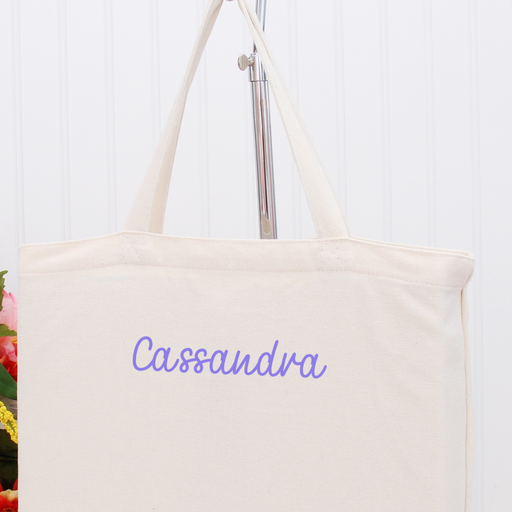 Personalized Tote Bag Embroidered With Name- Canvas Custom Tote Bag For Groceries, Beach, Gifts, Books, More - Threadart.com