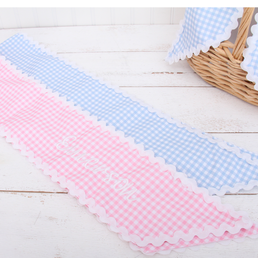 Personalized Easter Wreath Sash or Basket Bow - Embroidered Pink or Blue - Threadart.com