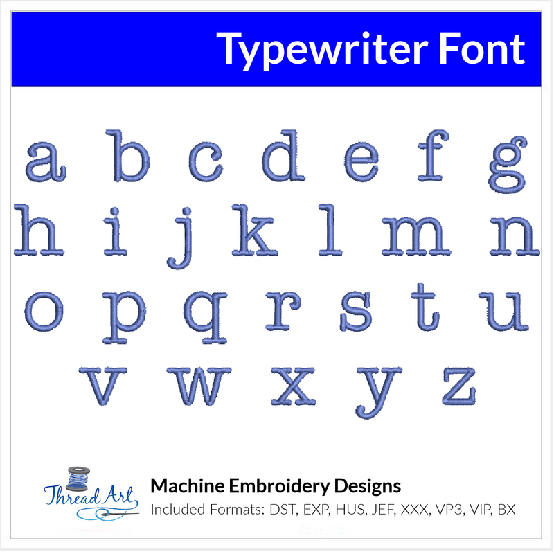 Typewriter Font Machine Embroidery Design Set - Alphabet Letters BX Font - Download 9 Formats and 3 Sizes - Threadart.com